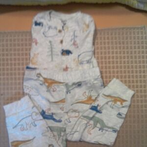 White Kids Dinosaur Print Pajama Set